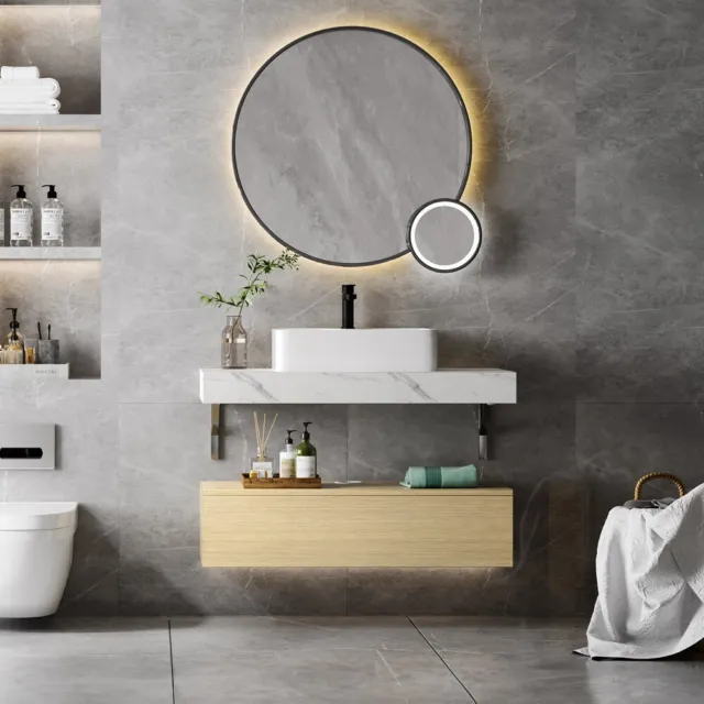 Modern Bathroom Vanity Floating Storage Cabinet w/ Ceramic Basin Sink & 1 Drawer
