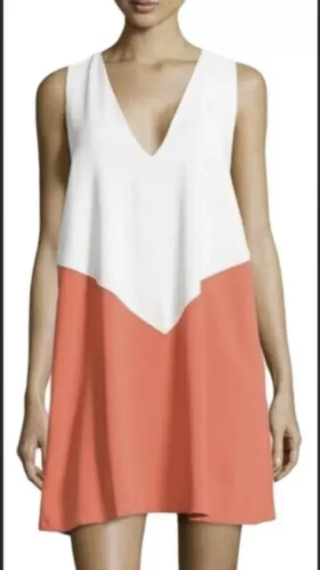 Alice + Olivia Maya colorblock orange white cut out trapeze mini dress medium