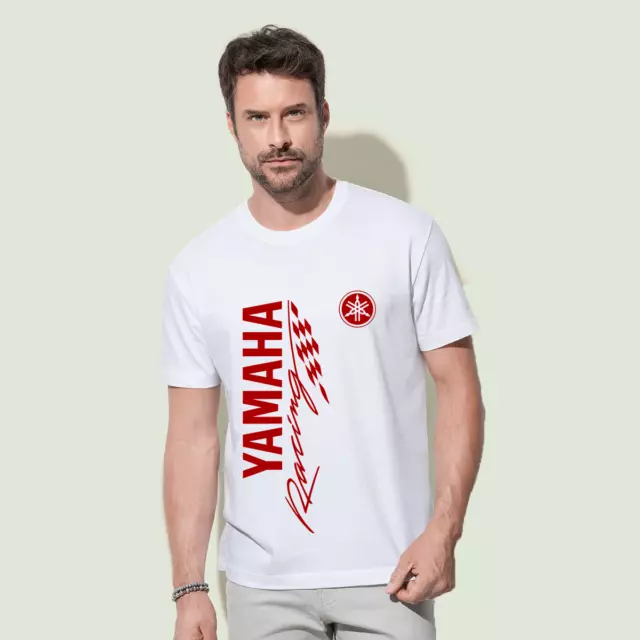 T-Shirt Yamaha Racing Maglietta Moto GP Maglia Da Uomo In Cotone nera bianca
