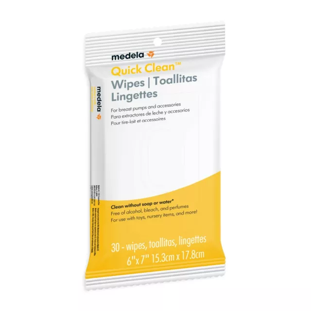 Medela Quick Clean Wipes 30 pack | For breast pumps, dummies, pacifiers etc |