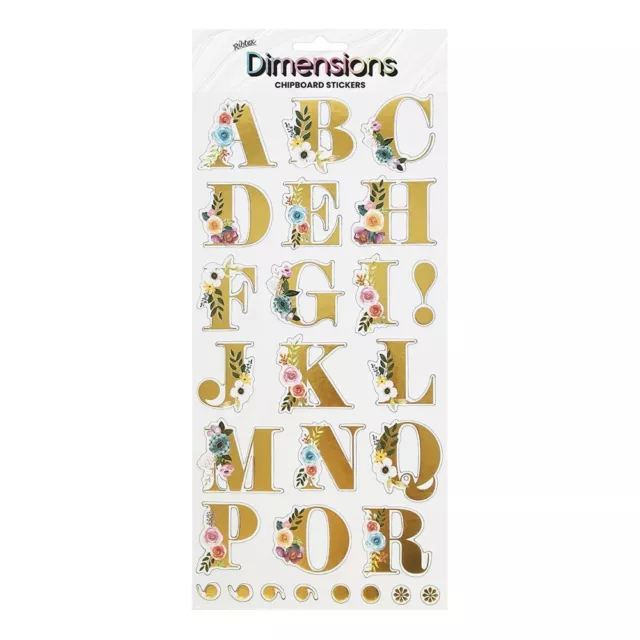 NEW Ribtex Dimensions Golden Foil Flower Alphabet Stickers By Spotlight