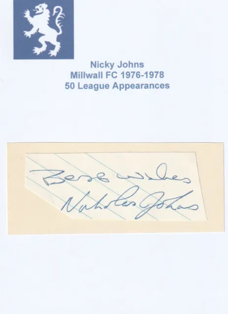 NICKY JOHNS MILLWALL FC CHARLTON ATHLETIC QPR original autograph signed cutting
