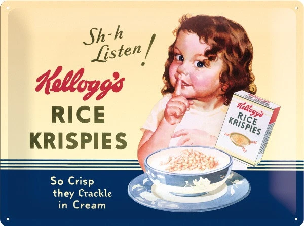 Kelloggs Rice Krispies "Letrero de Metal 3D en Relieve 30 X 40CM Nart 23134
