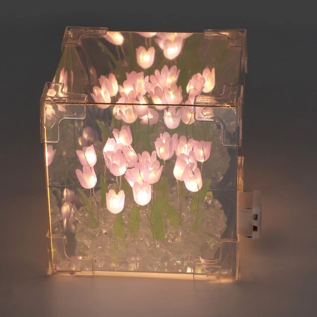 TULIP CUBE MIRROR Lamp Tulip Cube Night Light 20 Flower Handmade For ...