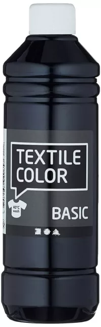 Pintura de tela de color textil creativa para telas claras botella de 500 ml - negra