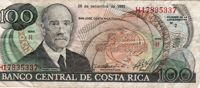 Banknote Costa Rica 100 Colones P261a 1993