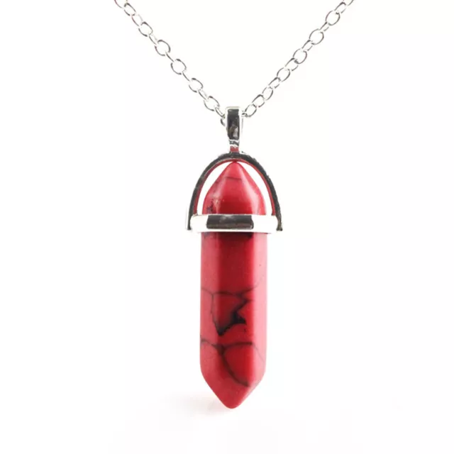 Natural Crystal Pendulum Quartz Stone Pendant Chakra Healing Gemstone Necklace 6