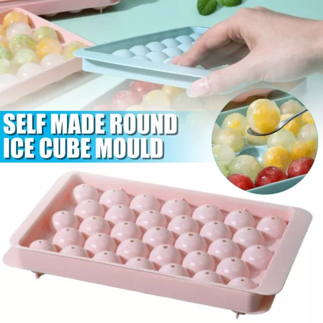 Mini Round Ice Ball Maker Mold Ice Cube Tray Reusable with Lid for Freezer