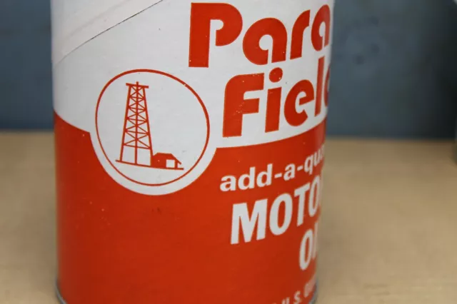 GRAPHIC NEAR MINT 1960s era PARA-FIELD MOTOR OIL Old Los Angeles 1 qt. Can