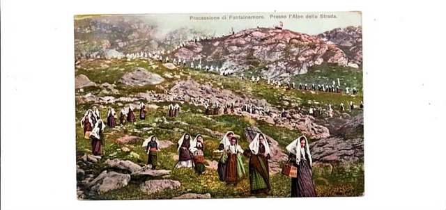 Cartolina d'epoca Processione di Fontainamore Oropa - Biella