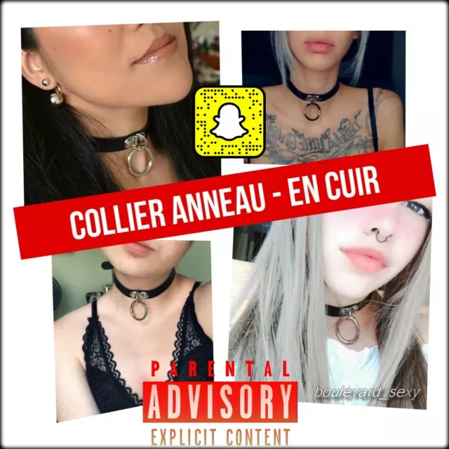 ★ Collier En Cuir Noir ★ Sm Anneau Métal Argenté ★ Tour/Ras De Cou Bdsm Slave ★