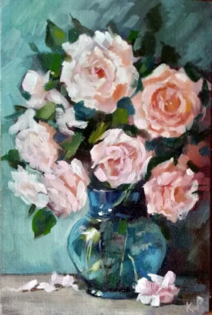 Original oil painting realism impressionism flowers 20x13,5cm8х5" Razumeyko K.