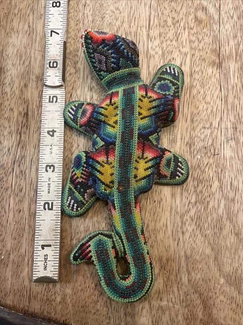 Mexican Sacred Huichol Folk Art Beaded Lizard Iguana Museum Store 7”