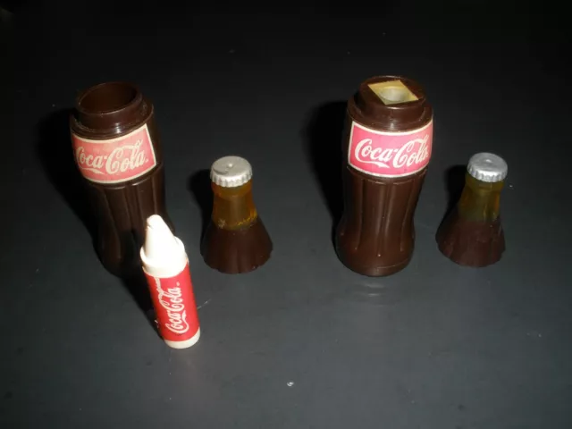 Vintage 1990s Coca Cola Bottle Sharpener & Eraser Set 4" Advertising Novelty