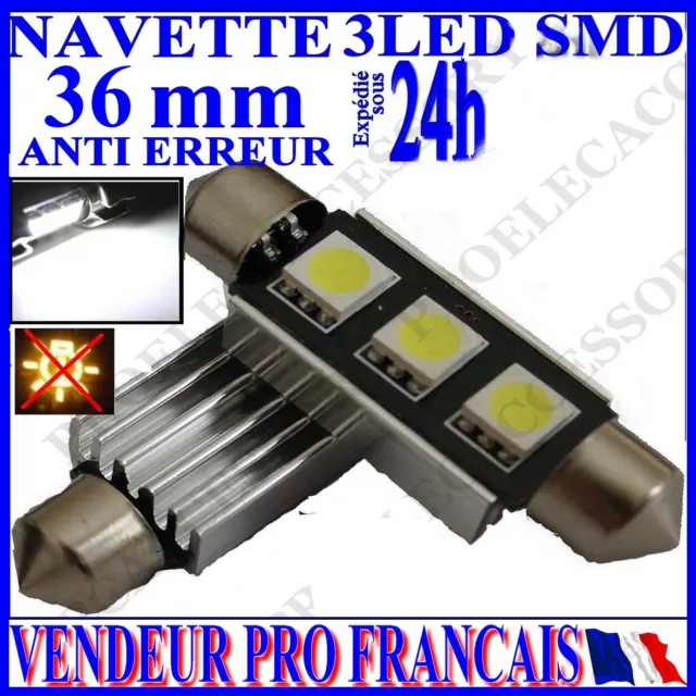 Ampoule Navette LED C5W 36mm ANTI SANS ERREUR CANBUS Plafonnier Plaque 6000k