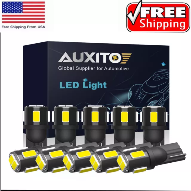 10X AUXITO T10 LED License Plate Light Car Interior Bulbs White 168 2825 194 W5W