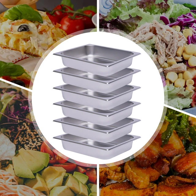 6 Pack Steam Table Pan Set 1/2" Deep Hotel Food Prep Pan Stainless Steel US