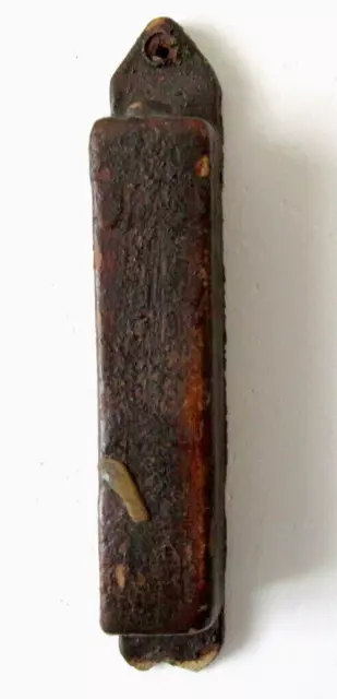 Rare Antique More Than 100 Years Old Wood Mezuzah Case With Scroll Judaica