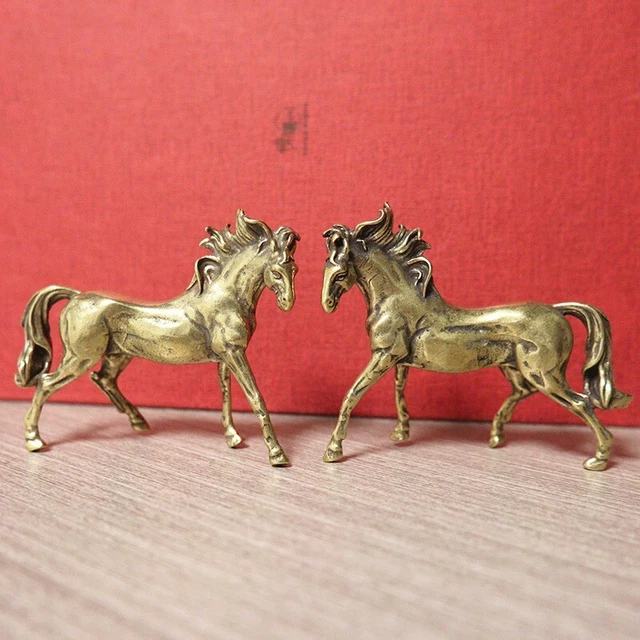 Soild Brass Horse Statue Decoration Tea Ornament Animal Miniature Figurine