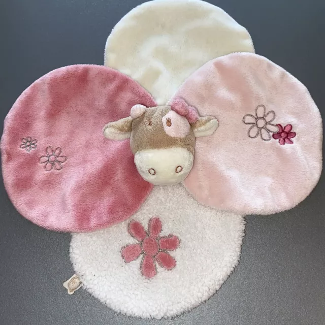 doudou plat vache rose pétales fleurs LOLA NOUKIE'S