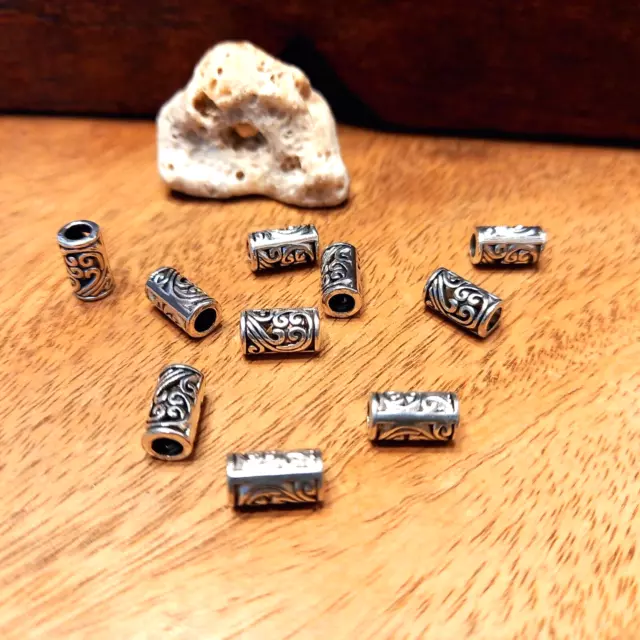 10 Spacer Perlen Zwischen Perlen Schmuck DIY Basteln silberfarben Röhre (7)