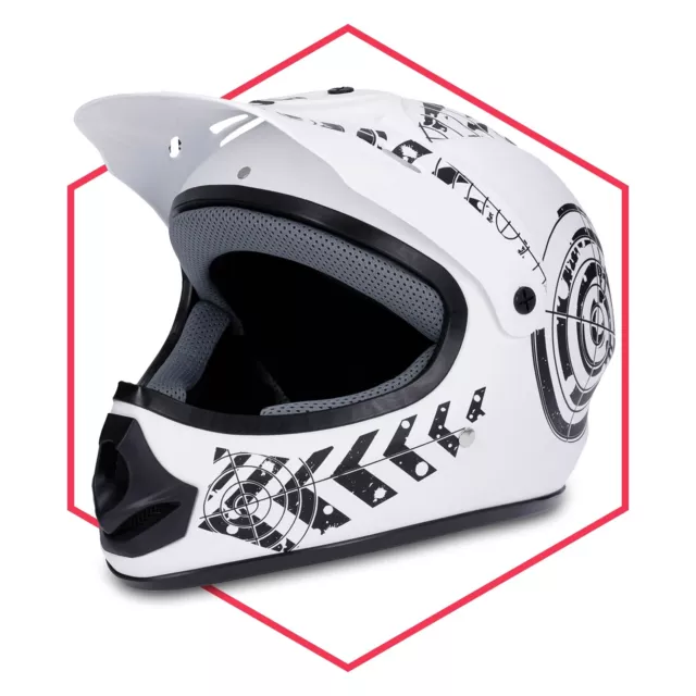 Motorradhelm Weiß- Schwarz Matt Quad Damen Herren Rollerhelm Cross Enduro Schutz