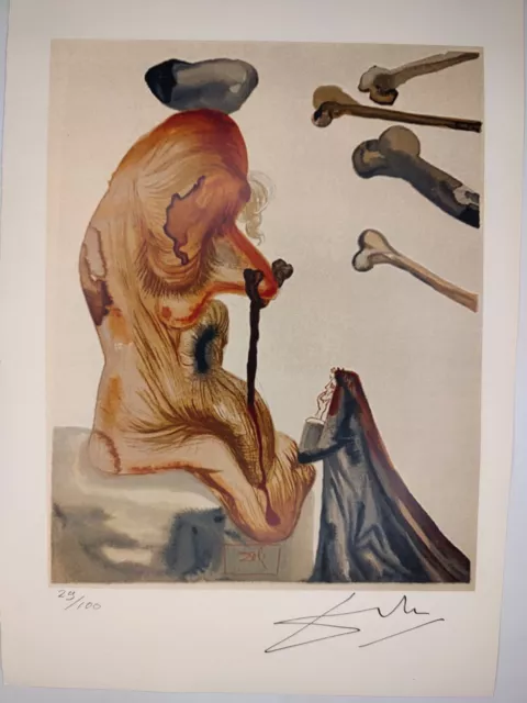 Salvador Dali COA Vintage Signed Art Print on Paper Limited Edition Signed