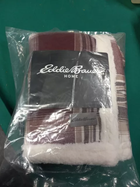 Eddie Bauer Throw Blanket Red Plaid Sealed NEW