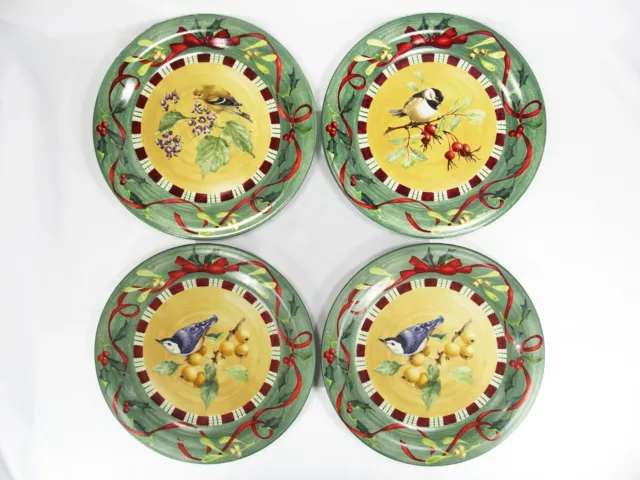 Lenox WINTER GREETINGS EVERYDAY Tartan Set of 4 DINNER PLATES Excellent!