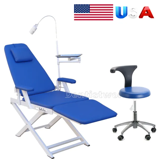 Dental Portable Folding Chair Unit LED Light Lamp Silla /Mobile Dentist Chair US