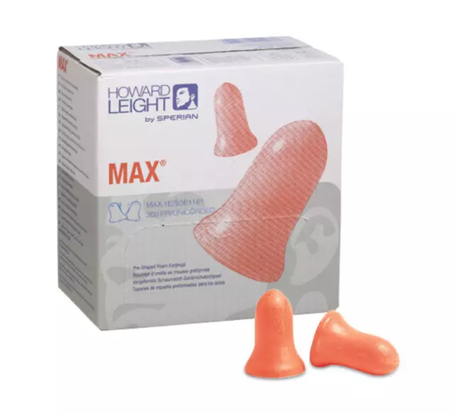 Howard Leight Max-1 Foam Ear Plugs Ear Protection - Pack of 200