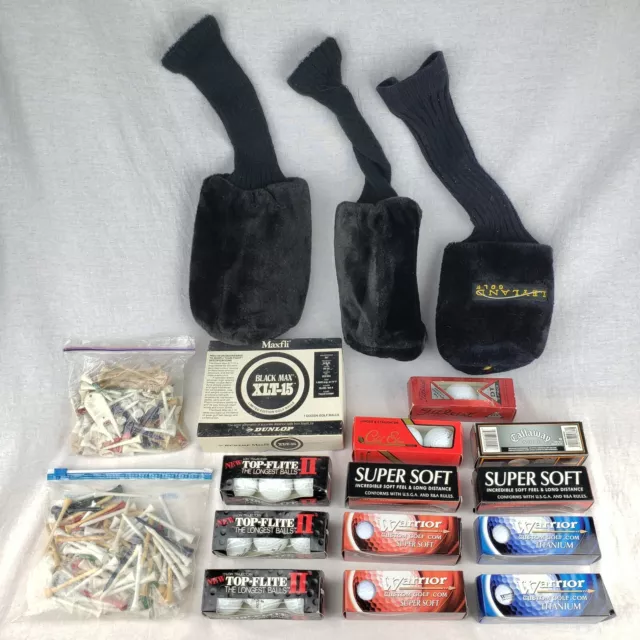 Lot of Golf Accessories Golf Balls Club Covers & Tees Golfing Top Flite Warrior
