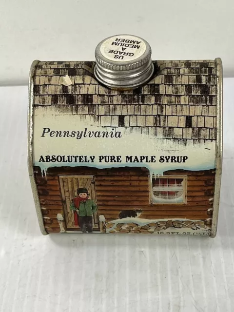 Vtg 1984 Absolutely Pure Maple Syrup Collectible House Shaped Tin Pennsylvania