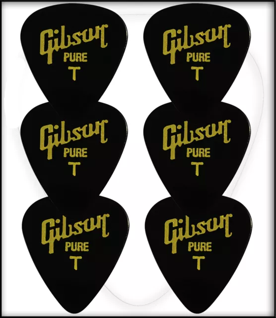 6 Púas GUITARRA GIBSON Pure T - puas Gison Pure Guitar picks THIN