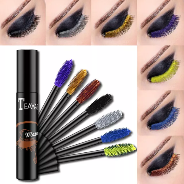 Colored 4D Silk Fiber Eyelash Mascara Extension Makeup Lashes Waterproof @