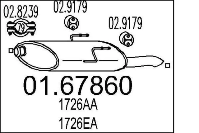 MTS Silencieux arrière Pot d'Échappement 01.67860 convient pour PEUGEOT 406 (8B)