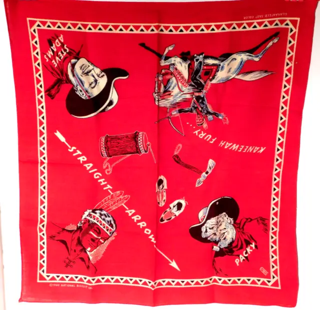 Vtg. Nabisco National Biscuit Co. Cowboy Indian Straight Arrow Bandana Scarf
