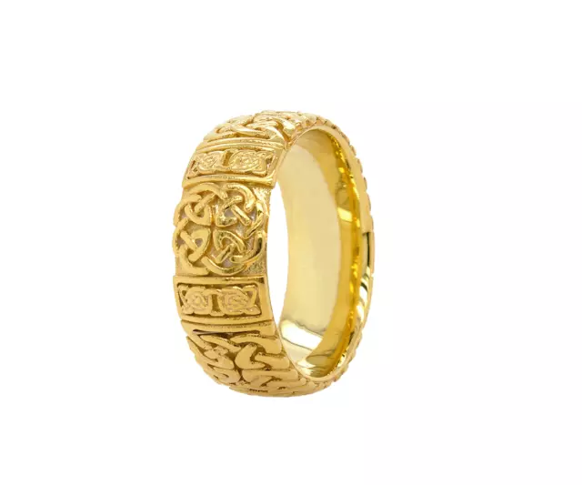 8mm Custom Made, Dome Shaped, Solid Gold Ring with Celtic Knot Engraving