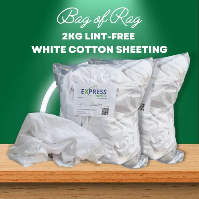 2kg Bag White 100% Cotton Sheet Durable Lint-Free Cleaning Rags Wipers Cloths