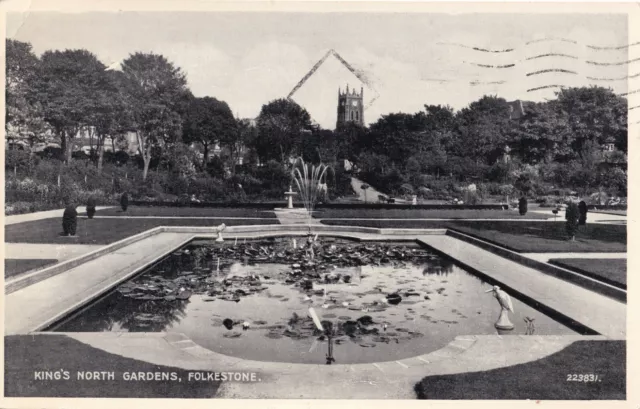 Vintage Valentine's Postcard - King's North Gardens, Folkestone, Kent - c1955