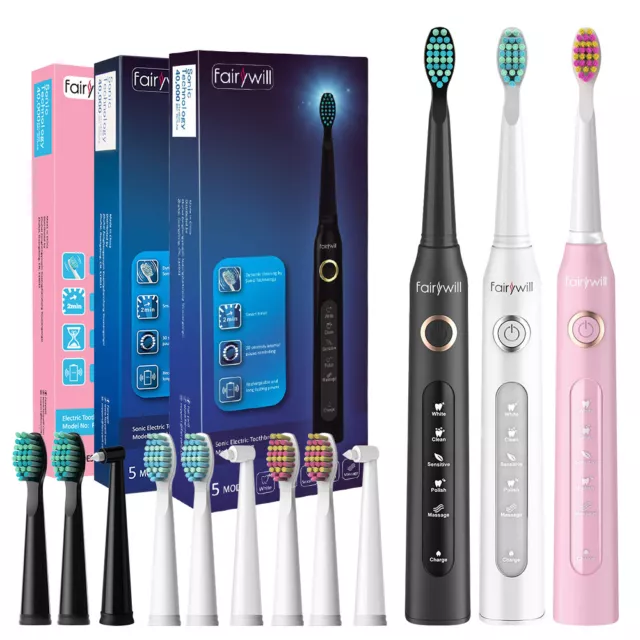 Fairywill Toothbrush Replacement Heads/Sonic Electric Toothbrushes Smart Timer