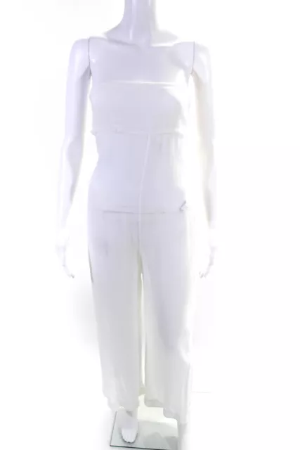 Chloe Womens Tuta Womens Sheer Woven Strapless Tie Back Jumpsuit White Size FR40