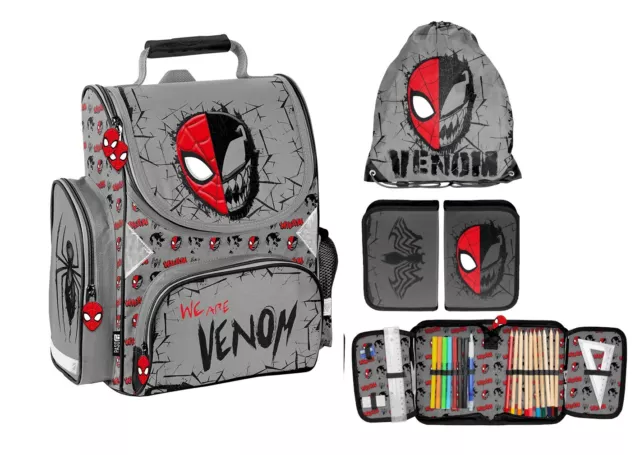 Spiderman Venom Schulranzen SET 3 tlg Schulrucksack leicht Tornister für Jungen