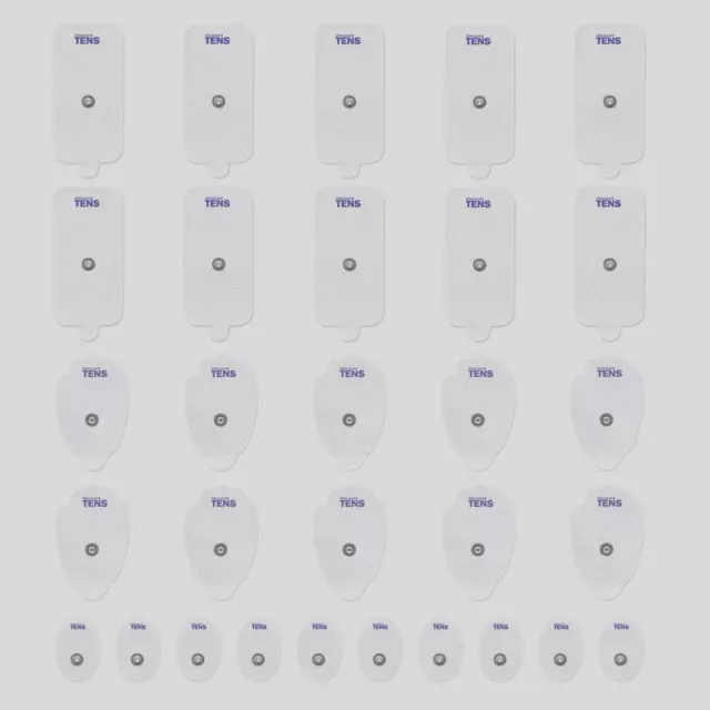 Premium TENS Electrodes Pads, 30 Pack Assortment with Small, Large and XL sizes