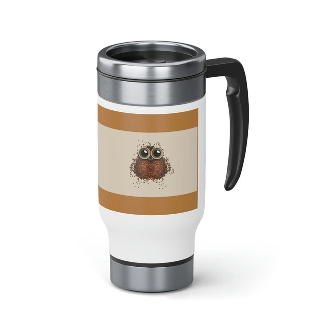 Stainless Steel Travel Mug with Handle, 14oz custom made drinkware hot/cold