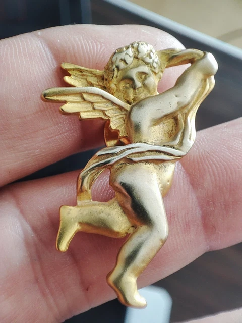 Broche Vintage Signée Jean Cocteau 'Chat', Modèle Grand, Métal Doré, 1997 - Occasion, Pièce Collector