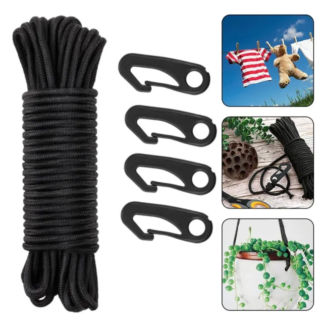 Kit de clips de corde halyard poteau drapeau durable 38 pieds noirs balan?oires