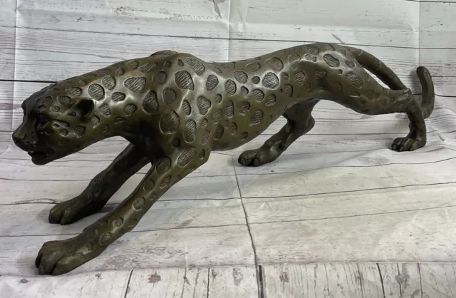 Superb Art Deco 100% Large Bronze Puma/Leopard/ Jaguar/ Big Cat Sculpture Deal