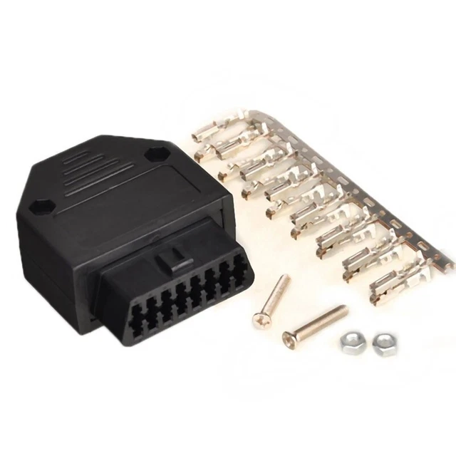 Connettori OBD2 16 PIN Maschio - Set 2 Pezzi Con Viti Per Diagnostica Auto