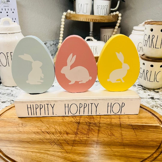 Rae Dunn HIPPITY Hoppity Hop Easter Table Decor